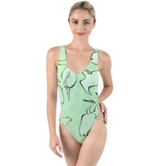 Katsushika Hokusai, Egrets From Quick Lessons In Simplified Drawing High Leg Strappy Swimsuit by Valentinaart