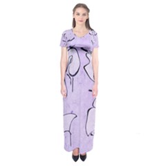 Katsushika Hokusai, Egrets From Quick Lessons In Simplified Drawing Short Sleeve Maxi Dress by Valentinaart