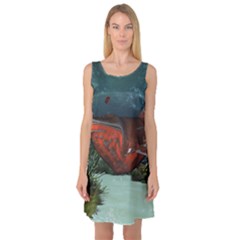 Awesome Mechanical Whale In The Deep Ocean Sleeveless Satin Nightdress by FantasyWorld7