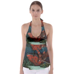 Awesome Mechanical Whale In The Deep Ocean Babydoll Tankini Top by FantasyWorld7