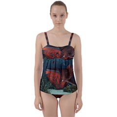 Awesome Mechanical Whale In The Deep Ocean Twist Front Tankini Set by FantasyWorld7