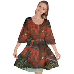 Awesome Mechanical Whale In The Deep Ocean Velour Kimono Dress by FantasyWorld7