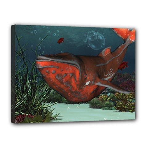 Awesome Mechanical Whale In The Deep Ocean Canvas 16  X 12  (stretched) by FantasyWorld7