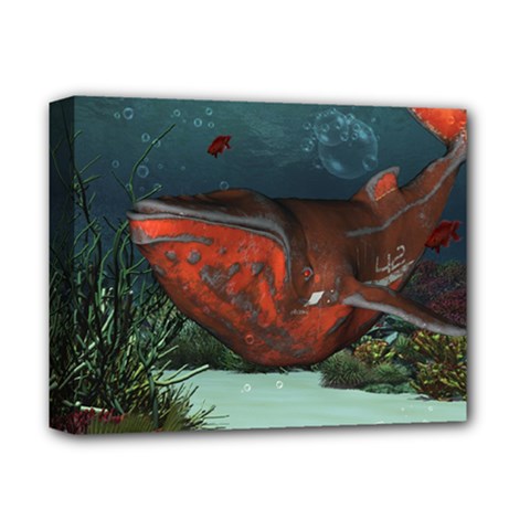 Awesome Mechanical Whale In The Deep Ocean Deluxe Canvas 14  X 11  (stretched) by FantasyWorld7