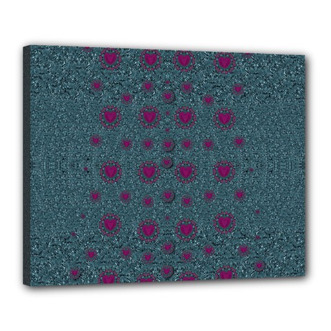 Lovely Ornate Hearts Of Love Canvas 20  X 16  (stretched) by pepitasart