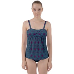 Lovely Ornate Hearts Of Love Twist Front Tankini Set by pepitasart