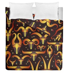 Stylised Horns Black Pattern Duvet Cover Double Side (queen Size)