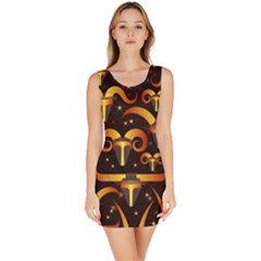 Stylised Horns Black Pattern Bodycon Dress