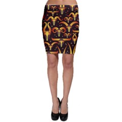 Stylised Horns Black Pattern Bodycon Skirt by HermanTelo