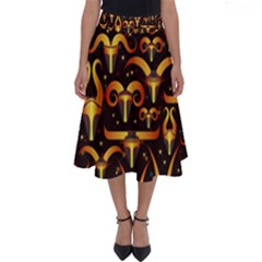 Stylised Horns Black Pattern Perfect Length Midi Skirt