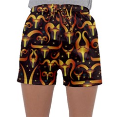 Stylised Horns Black Pattern Sleepwear Shorts