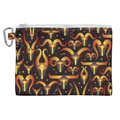 Stylised Horns Black Pattern Canvas Cosmetic Bag (xl) by HermanTelo