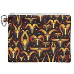 Stylised Horns Black Pattern Canvas Cosmetic Bag (xxl) by HermanTelo