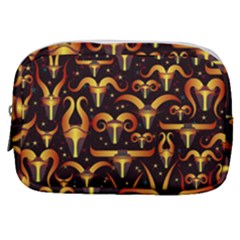 Stylised Horns Black Pattern Make Up Pouch (small) by HermanTelo