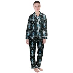 Seamless Pattern Background Black Satin Long Sleeve Pyjamas Set
