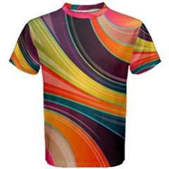 Abstract Colorful Background Wavy Men s Cotton Tee