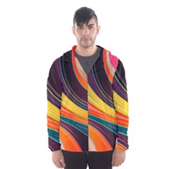 Abstract Colorful Background Wavy Men s Hooded Windbreaker by HermanTelo