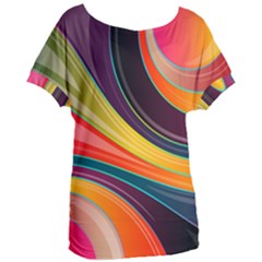 Abstract Colorful Background Wavy Women s Oversized Tee
