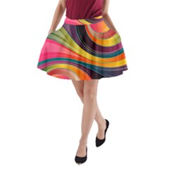 Abstract Colorful Background Wavy A-line Pocket Skirt