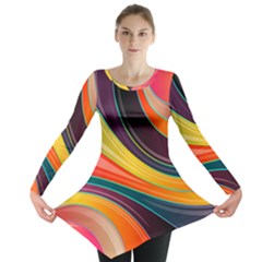 Abstract Colorful Background Wavy Long Sleeve Tunic 