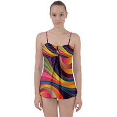 Abstract Colorful Background Wavy Babydoll Tankini Set by HermanTelo