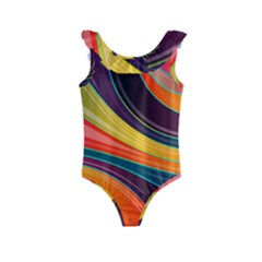 Abstract Colorful Background Wavy Kids  Frill Swimsuit by HermanTelo