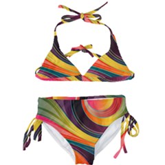 Abstract Colorful Background Wavy Kids  Classic Bikini Set by HermanTelo