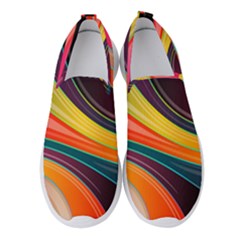 Abstract Colorful Background Wavy Women s Slip On Sneakers