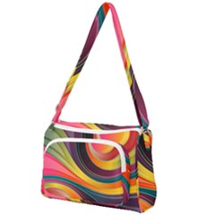 Abstract Colorful Background Wavy Front Pocket Crossbody Bag