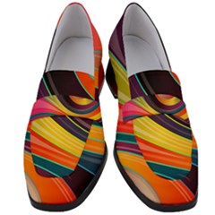 Abstract Colorful Background Wavy Women s Chunky Heel Loafers