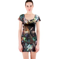 Abstract Texture Desktop Short Sleeve Bodycon Dress