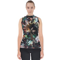 Abstract Texture Desktop Mock Neck Shell Top by HermanTelo