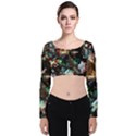 Abstract Texture Desktop Velvet Long Sleeve Crop Top View1