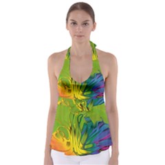 Abstract Pattern Lines Wave Babydoll Tankini Top