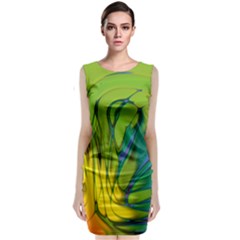 Abstract Pattern Lines Wave Classic Sleeveless Midi Dress