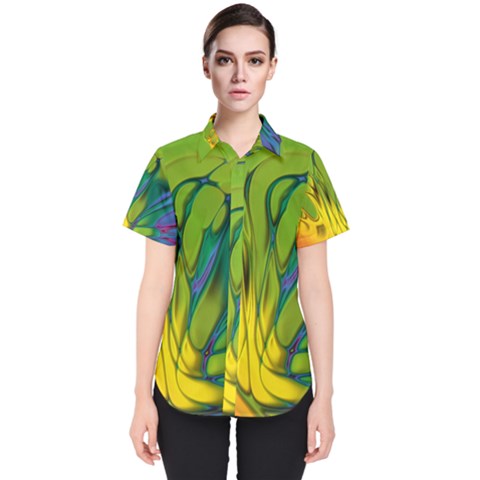 Abstract Pattern Lines Wave Women s Short Sleeve Shirt by HermanTelo