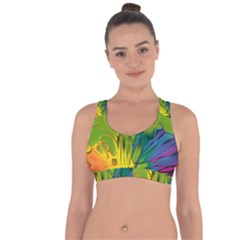 Abstract Pattern Lines Wave Cross String Back Sports Bra