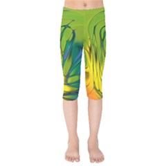 Abstract Pattern Lines Wave Kids  Capri Leggings 