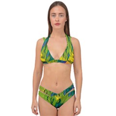 Abstract Pattern Lines Wave Double Strap Halter Bikini Set by HermanTelo