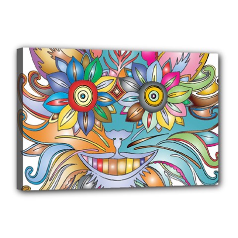 Anthropomorphic Flower Floral Plant Canvas 18  X 12  (stretched) by HermanTelo