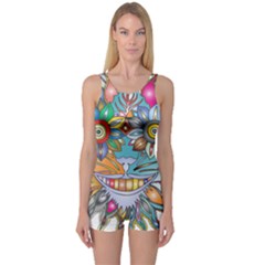 Anthropomorphic Flower Floral Plant One Piece Boyleg Swimsuit