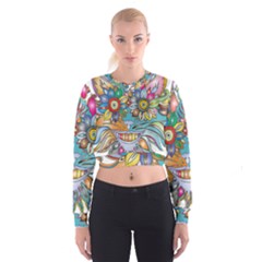 Anthropomorphic Flower Floral Plant Cropped Sweatshirt by HermanTelo