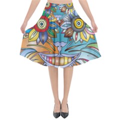 Anthropomorphic Flower Floral Plant Flared Midi Skirt by HermanTelo