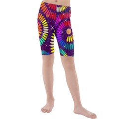 Abstract Background Spiral Colorful Kids  Mid Length Swim Shorts by HermanTelo