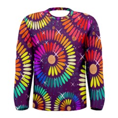 Abstract Background Spiral Colorful Men s Long Sleeve Tee