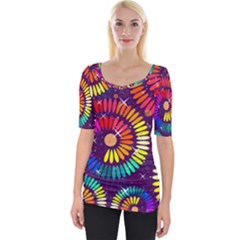 Abstract Background Spiral Colorful Wide Neckline Tee