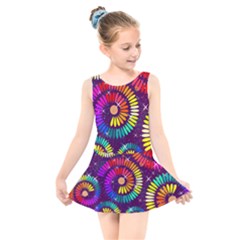 Abstract Background Spiral Colorful Kids  Skater Dress Swimsuit by HermanTelo