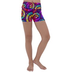 Abstract Background Spiral Colorful Kids  Lightweight Velour Yoga Shorts by HermanTelo