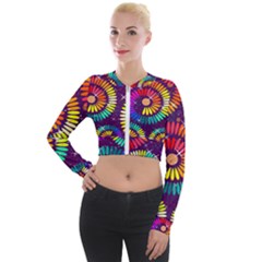 Abstract Background Spiral Colorful Long Sleeve Cropped Velvet Jacket