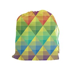 Background Colorful Geometric Triangle Drawstring Pouch (xl)